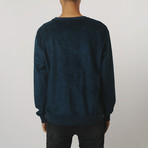 Suede Side-Zip Sweatshirt // Navy (S)