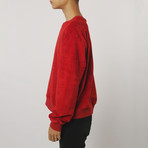 Suede Side-Zip Sweatshirt // Red (S)