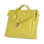 Woven Top-Handle Briefcase // Yellow + Green