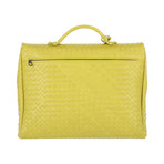 Woven Top-Handle Briefcase // Yellow + Green