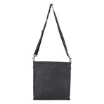Woven Cross Body Tote // 12" // Black