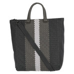 Striped Tri-Color Woven Tote // Grey + Multi