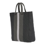Striped Tri-Color Woven Tote // Grey + Multi