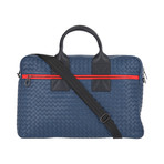 Woven Messenger Briefcase // Black + Blue