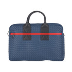 Woven Messenger Briefcase // Black + Blue