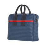 Woven Messenger Briefcase // Black + Blue