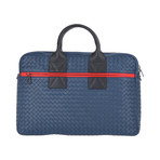 Woven Messenger Briefcase // Black + Blue