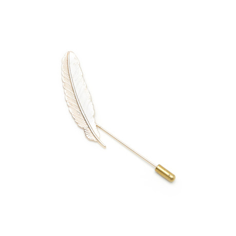 Feather Lapel Pin // Gold