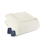 Micro Flannel Sherpa Heated Blanket // Ivory (Twin)