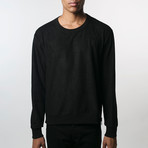 Suede Side-Zip Sweatshirt // Black (S)