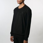 Suede Side-Zip Sweatshirt // Black (XL)