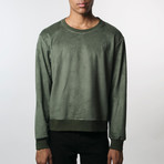 Suede Side-Zip Sweatshirt // Olive (2XL)