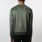 Suede Side-Zip Sweatshirt // Olive (S)