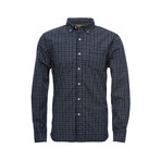 Truman Button Collar Shirt // Navy Grid Check (L)