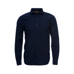 Earnest Spread Collar Shirt // Navy Swiss Dot (S)