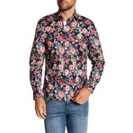 Bouquet Long-Sleeve Button Up Shirt // Navy (L)