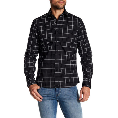 Square Long-Sleeve Button Up Shirt // Black (S)