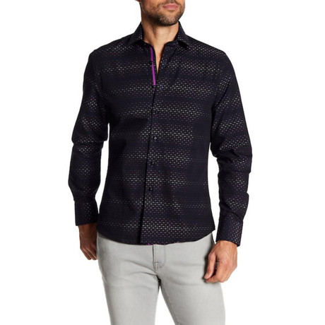 Gradient Long-Sleeve Button-Up Shirt // Purple (XS)