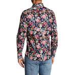 Bouquet Long-Sleeve Button Up Shirt // Navy (L)