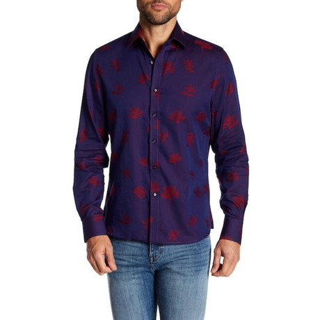 Floral Long-Sleeve Button-Up Shirt // Multicolored (XS)
