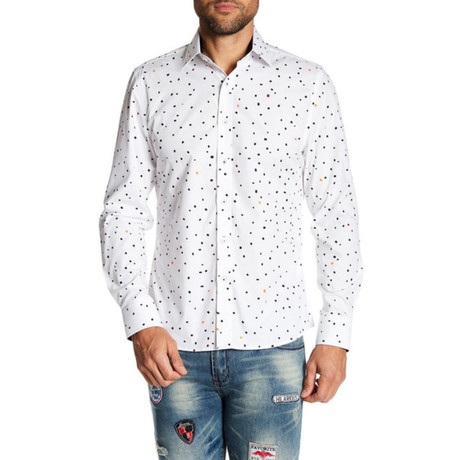 Confetti Long-Sleeve Button-Up Shirt // White (XS)