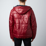 Hooded Reversible Quilted Jacket // Ruby + Charcoal (S)