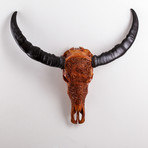 Carved Buffalo Skull // Antique Finish Dragon