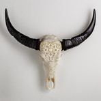 Carved Buffalo Skull // White Mandala