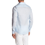 Solid Linen Blend Long-Sleeve Button-Up Shirt // Sky Blue (M)