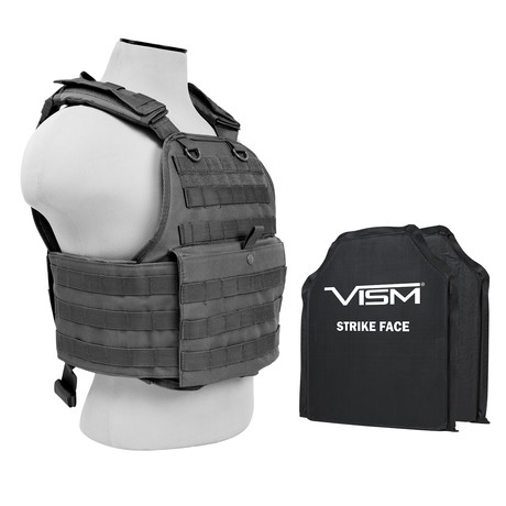 VISM® Plate Carrier Vest + Two Level IIIA Soft Ballistic Panels (Black)