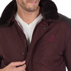 Line Fur Collared Jacket // Bordeaux (S)