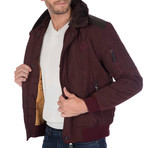 Line Fur Collared Jacket // Bordeaux (S)