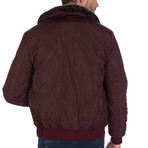 Line Fur Collared Jacket // Bordeaux (XL)