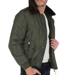 Line Fur Collared Jacket // Khaki (XL)
