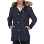 Tee Fur-Lined Hooded Jacket // Navy (M)