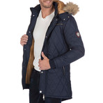 Tee Fur-Lined Hooded Jacket // Navy (L)