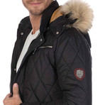Tee Fur-Lined Hooded Jacket // Black (XL)