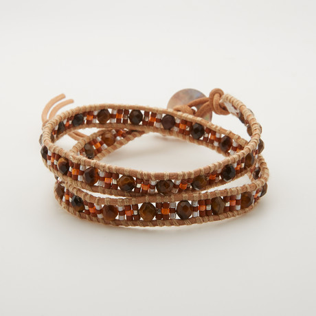 Jean Claude Jewelry // Double Wrap Tiger Eye + Tila Bead Bracelet // Multicolor