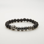 Jean Claude Jewelry // Onyx + Lava Stone Buddha Beaded Bracelet // Black