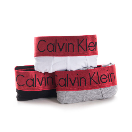 Contrast Band Logo Trunk // Black + White + Grey // 3-Pack (S)