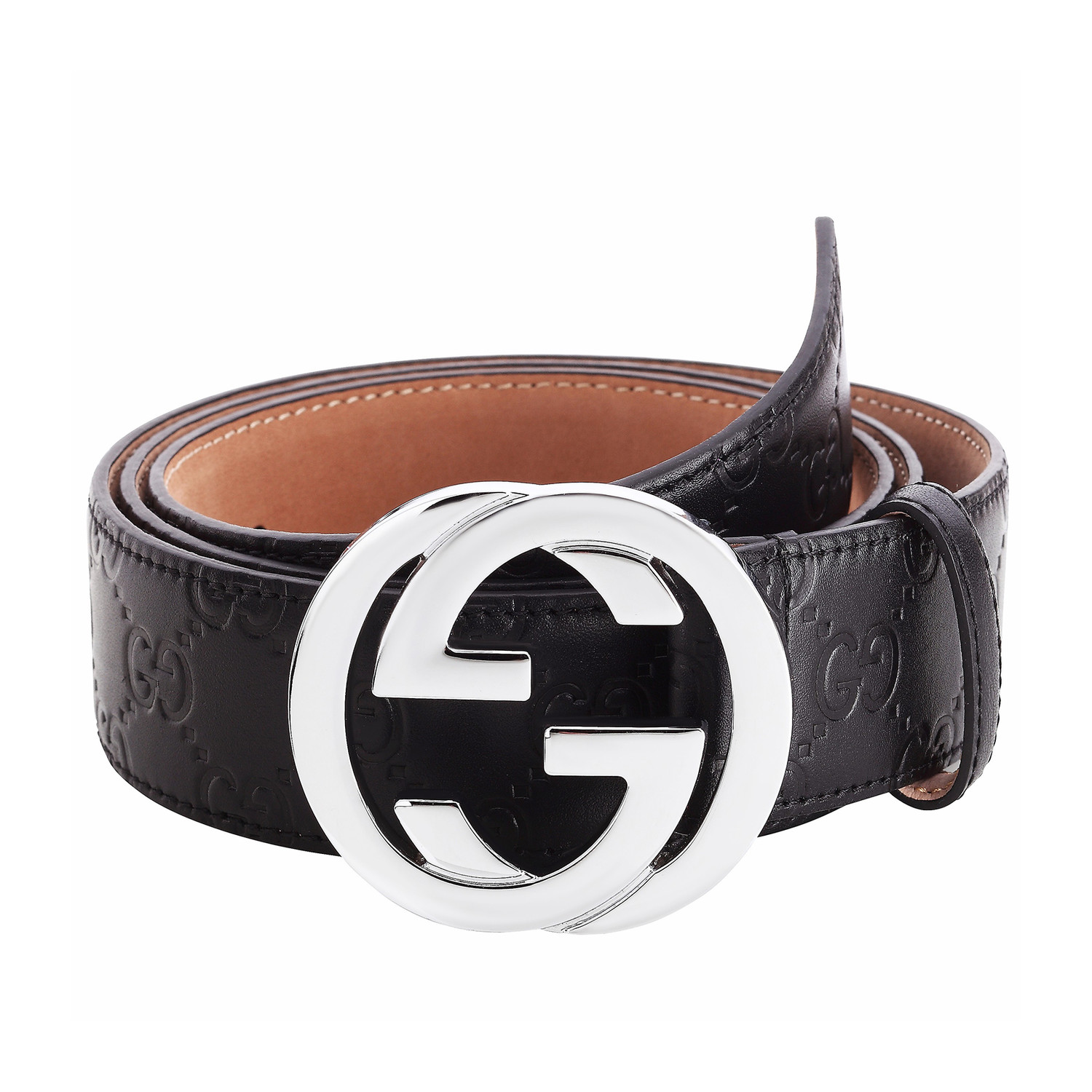 Gucci Logo Embossed Buckle Belt In Black