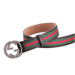 Gucci // Signature Stripe Ribbon Belt // Green + Red + Brown (100)