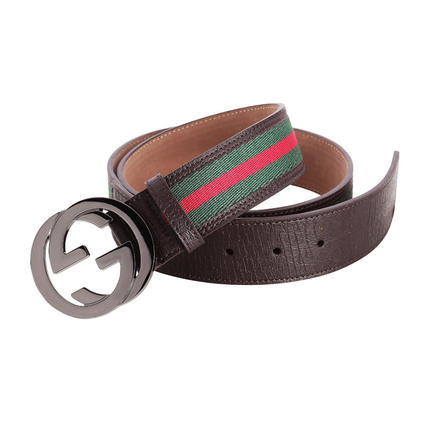 Gucci // Signature Stripe Ribbon Belt // Green + Red + Brown (90) - W Fashion Italia - Touch of ...