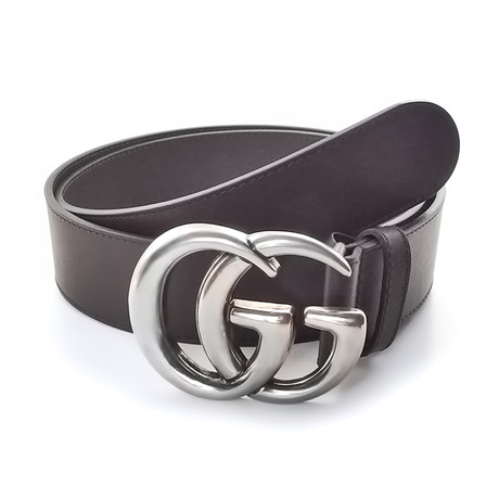 Gucci // Contoured GG Belt // Black + Silver (85)
