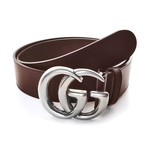 Gucci // Contoured GG Belt // Brown + Silver (85)