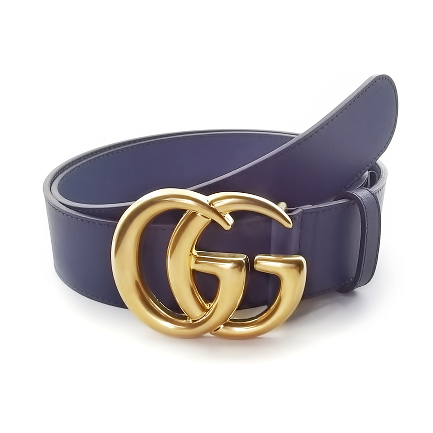 Contoured Double G Belt // Blue + Gold (85) - Gucci - Touch of Modern