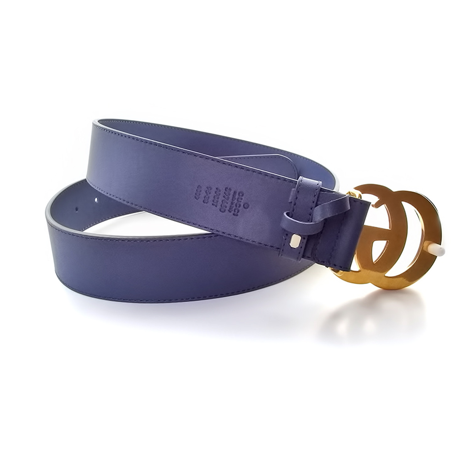 blue and gold gucci belt