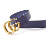 Gucci // Contoured GG Belt // Blue + Gold (100)