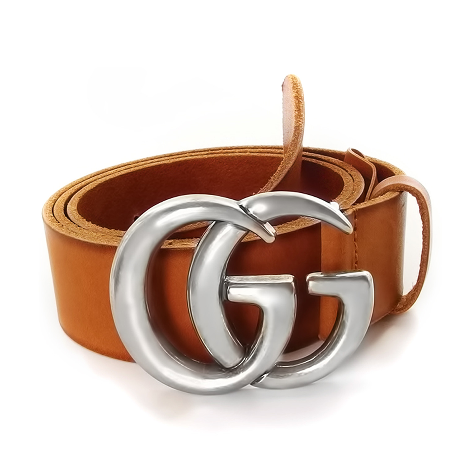 Contoured Double G Belt // Sienna Brown + Silver (85) - Gucci - Touch of Modern