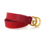 Gucci // Contoured GG Belt // Red + Gold (90)